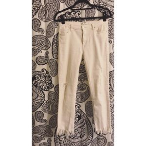Free People Distressed Skinny Jeans w/ Frayed Hem